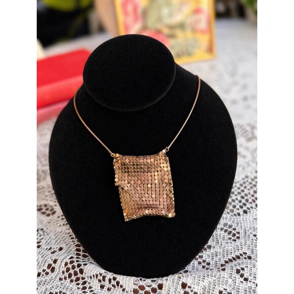 Jewelry - Vintage Mesh Coin Purse Necklace, Gold Tone Mini Chatelaine Pendant, Art Deco